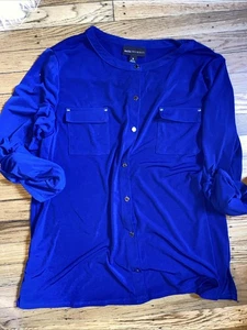 Dana Buchman Shirt Womens Size XL Button Up Collared Long Sleeve Breast Pockets - Picture 1 of 7