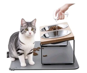 Cuencos elevados elevados para gatos perros mascotas con alfombrilla de comida soporte inclinado 15° anti vómitos  - Imagen 1 de 3