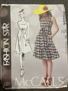 Uncut Sewing Pattern McCall’s M6554 Size 8-16 Dress And Belt - Picture 1 of 4