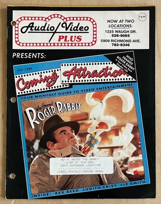 Audio/Video Plus COMING ATTRACTIONS Magazine (July 1989) Roger Rabbit Cover VHS Foto 1 de 4
