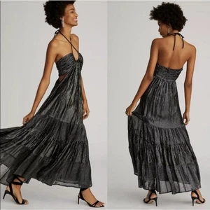 Anthropologie Verb by Pallavi Singhee Cut-Out Midikleid schwarz mettalic Medium - Bild 1 von 16
