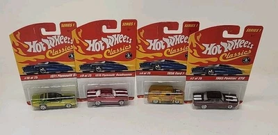  LOTE DE 4 HOT WHEELS CLASSICS SERIE 1 PLYMOUTH FORD PONTIAC 2004 NUEVO EN PAQUETE Foto 1 de 4