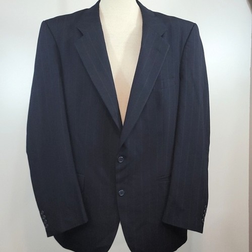 BURBERRY'S Blazer Vintage Uomo *44 Blu Gessato Carriera Preppy Retrò Leggi