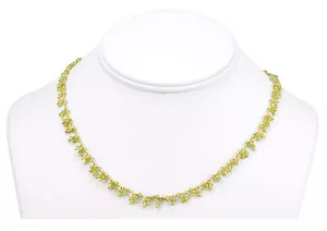 Natural Green Peridot Faceted Cluster Necklace beaded 14k Gold Filled 18 19 Inch - Picture 1 of 2