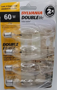Sylvania Double Life B10 Small Base Chandelier 60w 3000 Hour (4xPack) - Picture 1 of 6