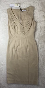 Flavio Castellani Dress Size 8 EU 42 Beige Sleeveless Pencil Tank Italy New NWT - Picture 1 of 12