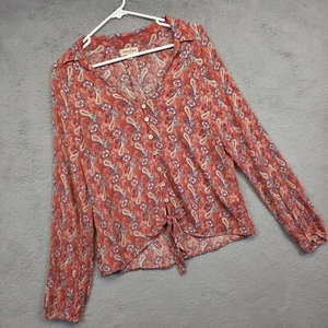Top Bloomfield donna L arancione paisley boho contadino cottagecore testurizzato floreale - Foto 1 di 12