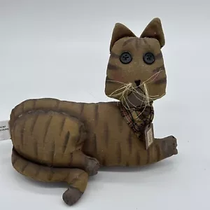 Pearson's Simply Primitives Folk Tabby Brown Cat Cloth And Button Eyes - Picture 1 of 10