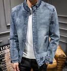 Spring/ Fall Men's Denim Jacket Retro Casual Stand-Up Collar Jeans Slim Fit Coat