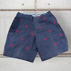 Brooks Brothers Crab Print Chino Shorts Men's Embroidered Size 35 Blue Preppy