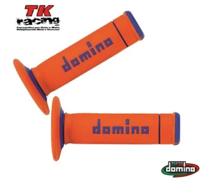COPPIA MANOPOLE DOMINO X-TREME ARANCIONE/BLU Chiuse CROSS ENDURO MOTARD OFFROAD - Foto 1 di 1