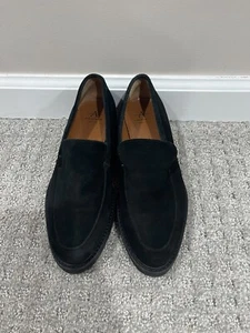 Aquatalia Loafers Genuine Suede Black Women US Size 6.5 Made In Italy - Picture 1 of 7