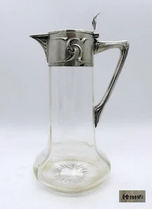 Große Jugendstil Weinkaraffe von Wilhelm Binder (Schwäbisch Gmünd) 800 er Silber - Bild 1 von 9