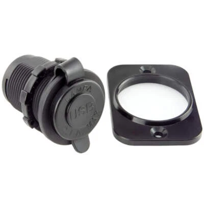 Twin USB Charger Socket Black - Image 1 of 3