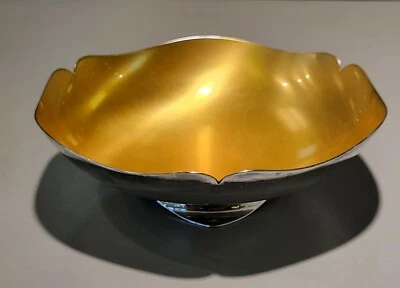 Carl Chistiansen Denmark Silver Plate Gold Enamel Bowl 1950s - Image 1 of 4