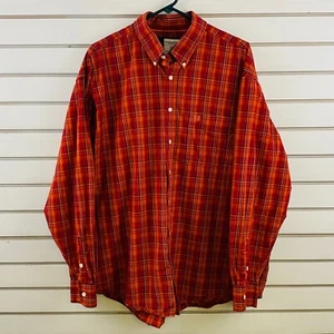 Mens XL Panhandle Slim Rough Stock Button Down Shirt Orange Plaid Long Sleeve - Picture 1 of 5