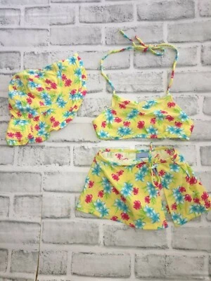 KOALA KIDS BABY GIRLS 24 MONTHS BATHING SUIT SWIMSUIT FLORAL WITH HAT YELLOW  - Image 1 of 4