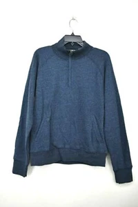 Grayers Mens Navy Athletic Fleece Lined Quarter Zip Sweatshirt Cotton Blend S - Picture 1 of 8