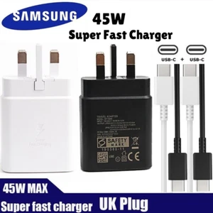45W Super Fast Type C Charger Plug & Cable For Samsung Galaxy S21 S22 S23 S24 - Picture 1 of 8