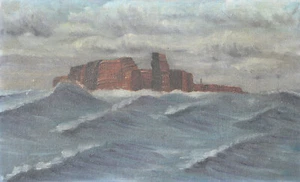 Unbekannter Künstler unsigniert / Gemälde um 1880-1900 Helgoland vom Meer aus - Picture 1 of 16