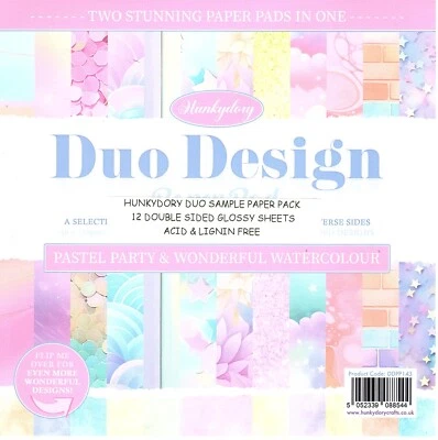 PASTEL PARTY & WONDERFUL WATERCOLOUR Duo Design 8x8 Sample Papers 2 SIDED - Image 1 of 4