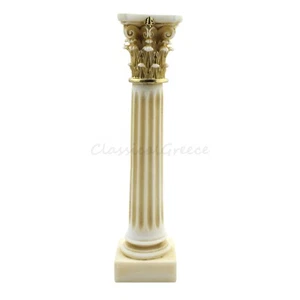 Ancient Greek Alabaster Corinthian Order Column 8.2" - 21cm Cast Marble Ornament - Picture 1 of 4