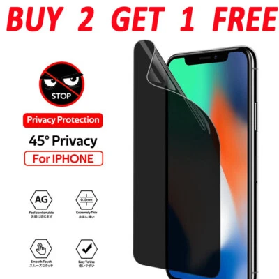 Hydrogel Screen Protector For iPhone 15 14 13 12 11 Pro Max Anti Peeping Spy - Image 1 of 4