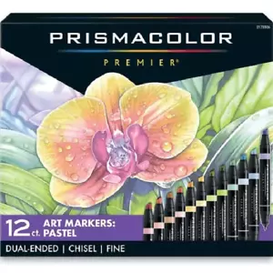 NEW 12x Prismacolor Premier Double Sided Pastel Art Markers Brush Chisel Tip - Picture 1 of 4