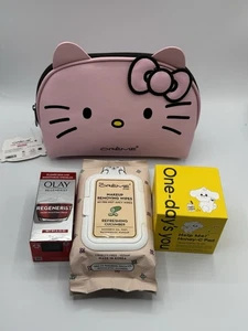 Paquete de regalo de bolsa de tocador Hello Kitty, almohadillas Honey C, crema regenerista, toallitas faciales - Imagen 1 de 4