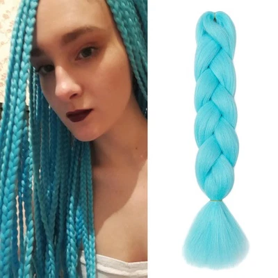 Meches pour Tresses Africaine Rajout Cheveux Tresses Bleu Ciel Jumbo Braids M... - Photo 1/4