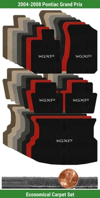 Juego de alfombrillas Velourtex personalizadas para Pontiac Grand Prix '04-08 con logotipo (5 piezas) #WQV Foto 1 de 4