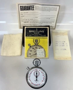 Wakmann 1/10 Stoppuhr Swiss Edelstahl mechanisch zum Aufziehen Breitling Box - Bild 1 von 13