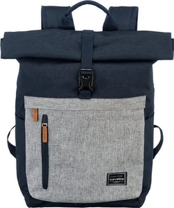 travelite Basics Rollup Rucksack, 35L  marine mit grauer Tasche vorn (096310-05) - Bild 1 von 2