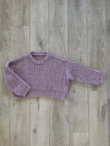 Children’s Tween Girls Hand Knit Cropped Tweed Fisherman’s Rib Sweater COZY! - Picture 1 of 5