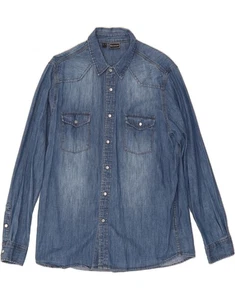 RAINBOW Mens Denim Shirt Size 17 1/2 XL Blue Cotton DW02 - Picture 1 of 4