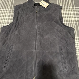 Peter Millar Men Crown Suede Vest Gray Size Large 895$ NWT - Picture 1 of 7