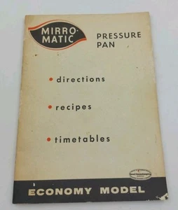 Vintage 1958 Deluxe Mirro-Matic Pressure Pan/Cooker Manual Recipes Directions - Foto 1 di 6