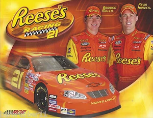 2005 KEVIN HARVICK & BRANDON MILLER "REESES RACING" #21 NASCAR BUSCH POSTCARD - Picture 1 of 1