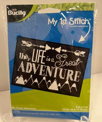 Bucilla BEGINNER Count Stitch Kit - This Life is a Great Adventure - Image 1 of 4