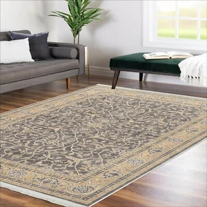 Alfa Rich 3x5 Runner Rugs, Ultra-Thin Oriental Black Gold Rug, Non-Slip Washable - Picture 1 of 7