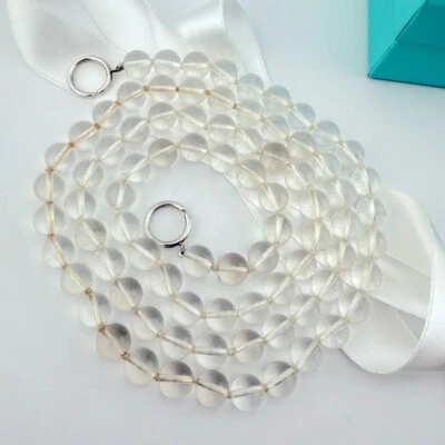 RARE Tiffany & Co. Paloma Picasso Rock Crystal Bead Necklace 36" Silver - Image 1 of 4