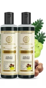 2 X 210ml KHADI NATURAL KHADI AMLA &REETHA PURE HERB HAIR CLEANSER SHAMPOO. - Picture 1 of 4