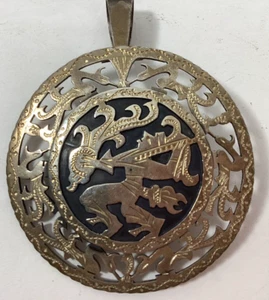 Spilla spilla guatemala vintage ciondolo argento sterling Maya 900 design tribale - Foto 1 di 4