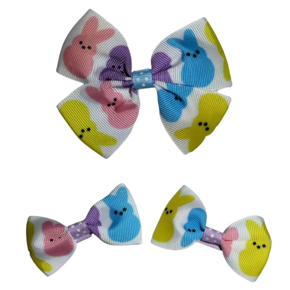 NEW Peeps Easter Bunny Rabbit Girls Hair Bow Clip - Image 1 of 1