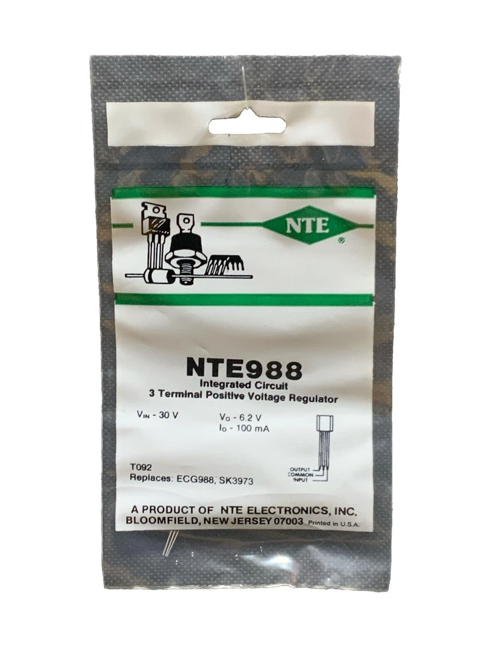 NTE988 IC 3 Terminal Positive Voltage Regulator TO92 Replaces ECG988 SK3973 - Image 1 of 1