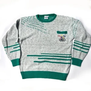 90er Tom Tino Retro grün grau Pullover Strick mit Tasche Herren Größe 50 - Bild 1 von 19