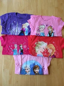 Disney Store Princess Anna Queen Elsa Short Sleeve T Shirt Girl 4 5/6 7/8 NEW - Picture 1 of 6