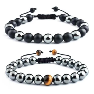 Adjustable Bracelet | Trendy Jewellery | Onyx Tiger Eye Beads | Natural Stone - Image 1 of 3