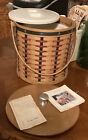 Longaberger Ice Bucket,Wooden Lid,Liner and lid. Pamphlet and card.