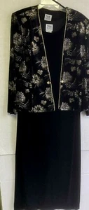 R&M RICHARDS by Karen Kwong Size 14 2Pc Formal Black/Gold Sparkly Jacket w/Dress - Imagen 1 de 7